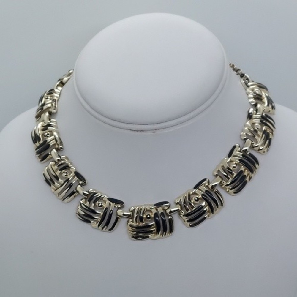 Vintage black and gold choker necklace